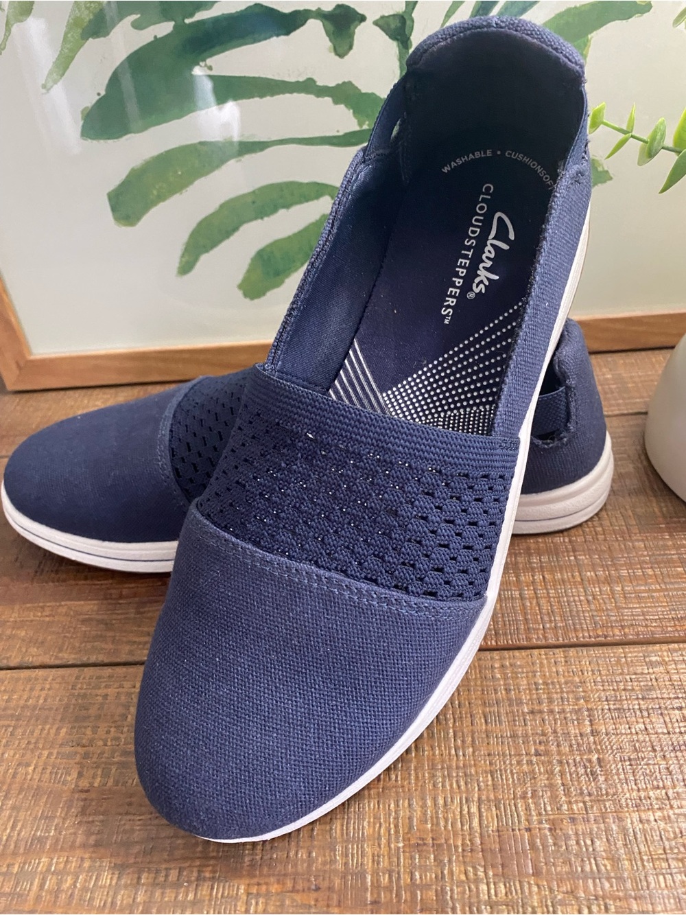 Clarks Navy Cloudsteppers Slip-On Flats